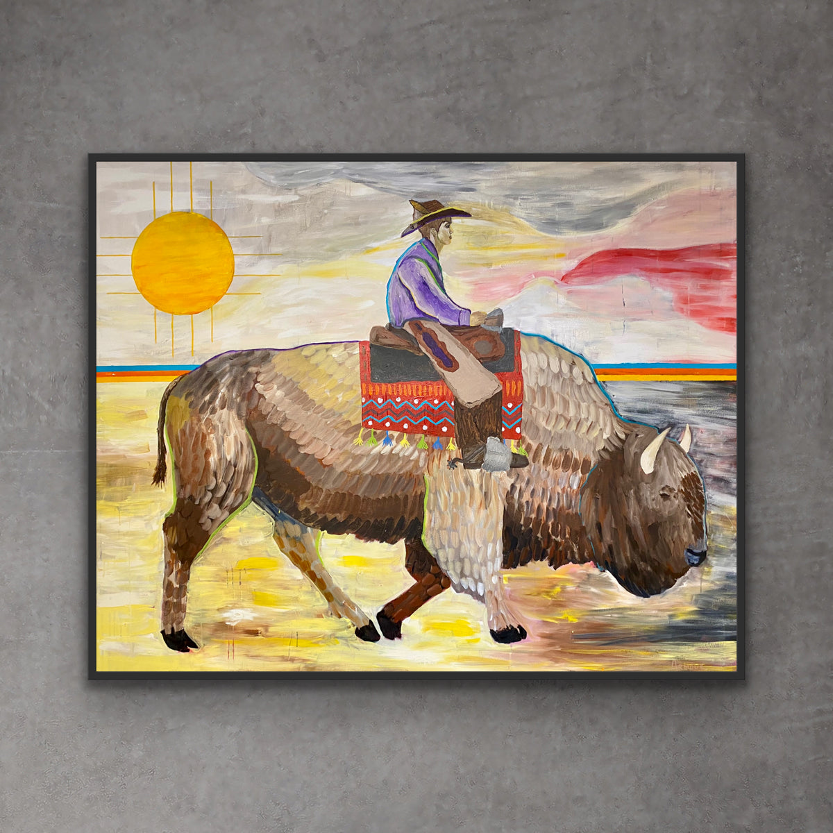 Cowboy and Bison, 48" x 60"