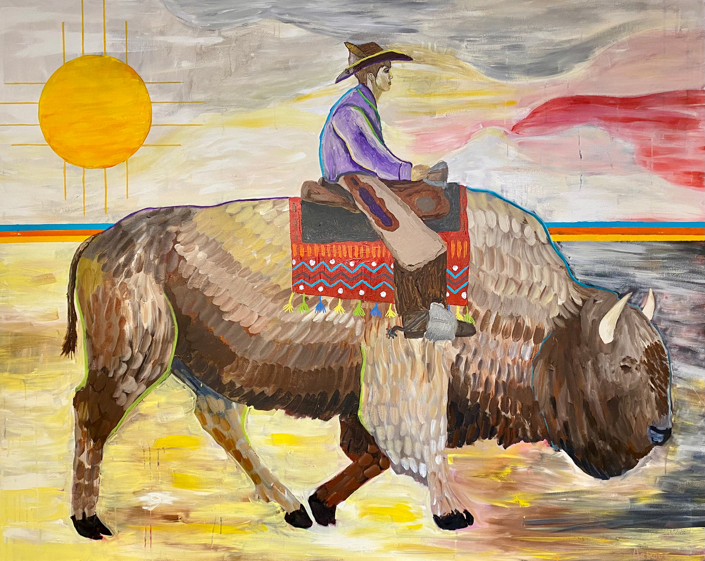 Cowboy and Bison, 48" x 60"